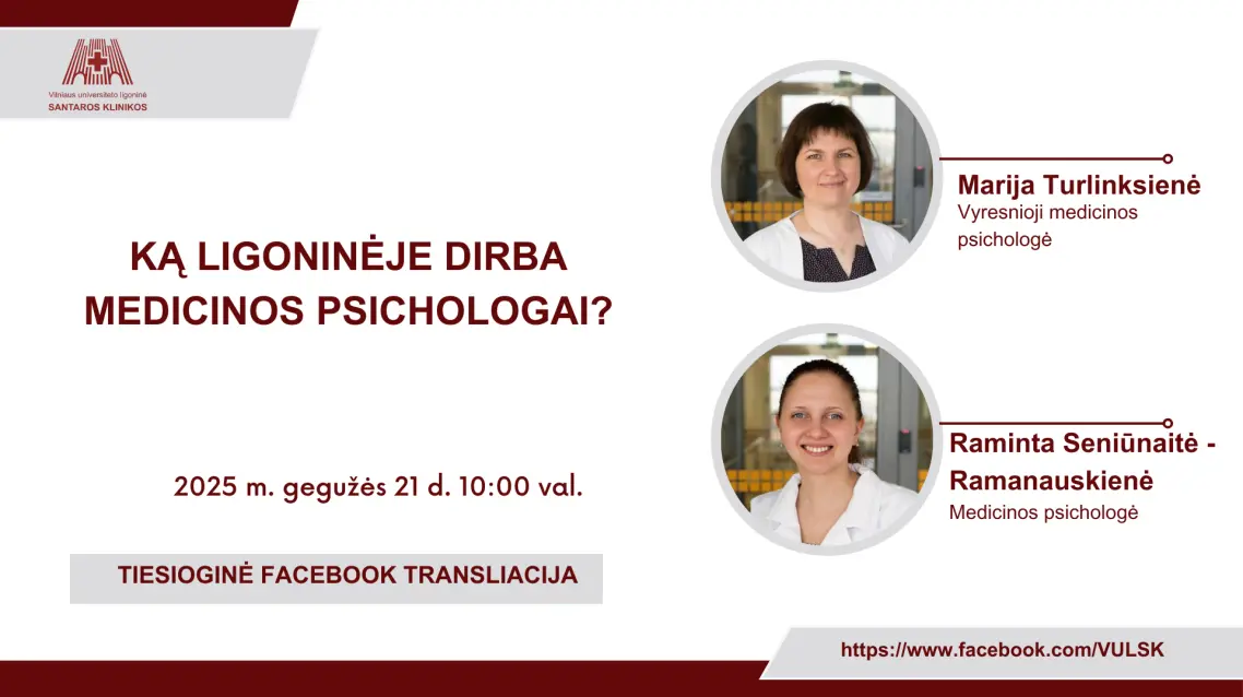 Tiesioginė transliacija. Ką ligoninėje dirba medicinos psichologai? (gegužės 21 d. 10.00 val.)